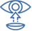 Icon of a contact lens going into an eye.